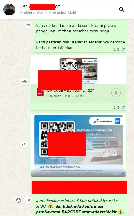 Contoh 2 Barcode BBM Subsidi