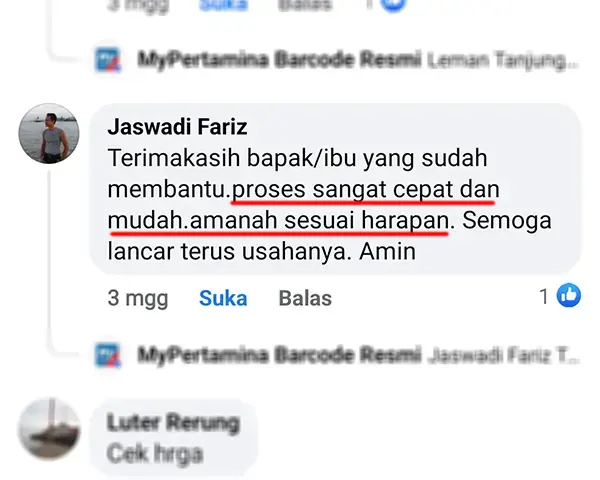 Testimonial Pelanggan Berhasil Daftar